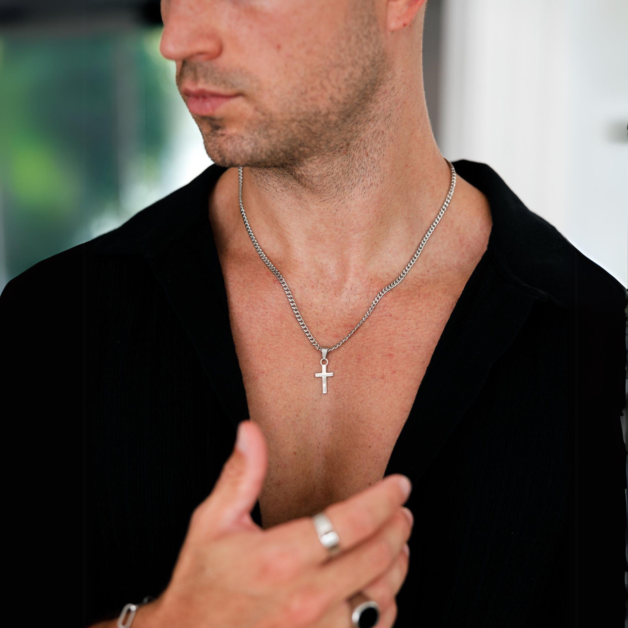 Collana Con Ciondolo A Forma Di Croce Piccola In Argento Sterling