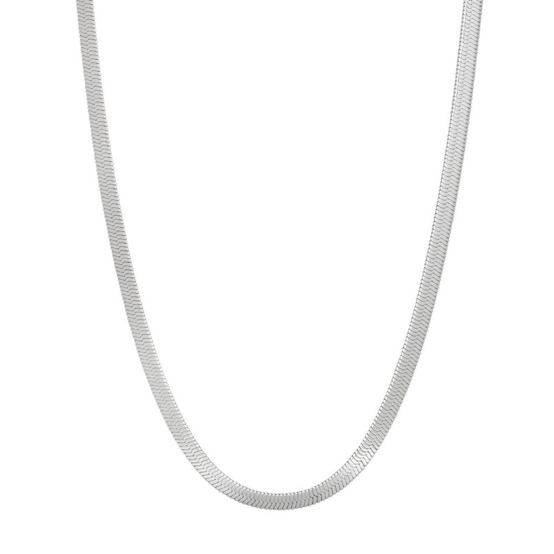 18K Gold Snake Chain Necklace, 5mm Flat Snake Layer Necklace Gold Chain, Gold Choker Necklace, Gold Herringbone Chain, 18K Gold Jewelry image 8