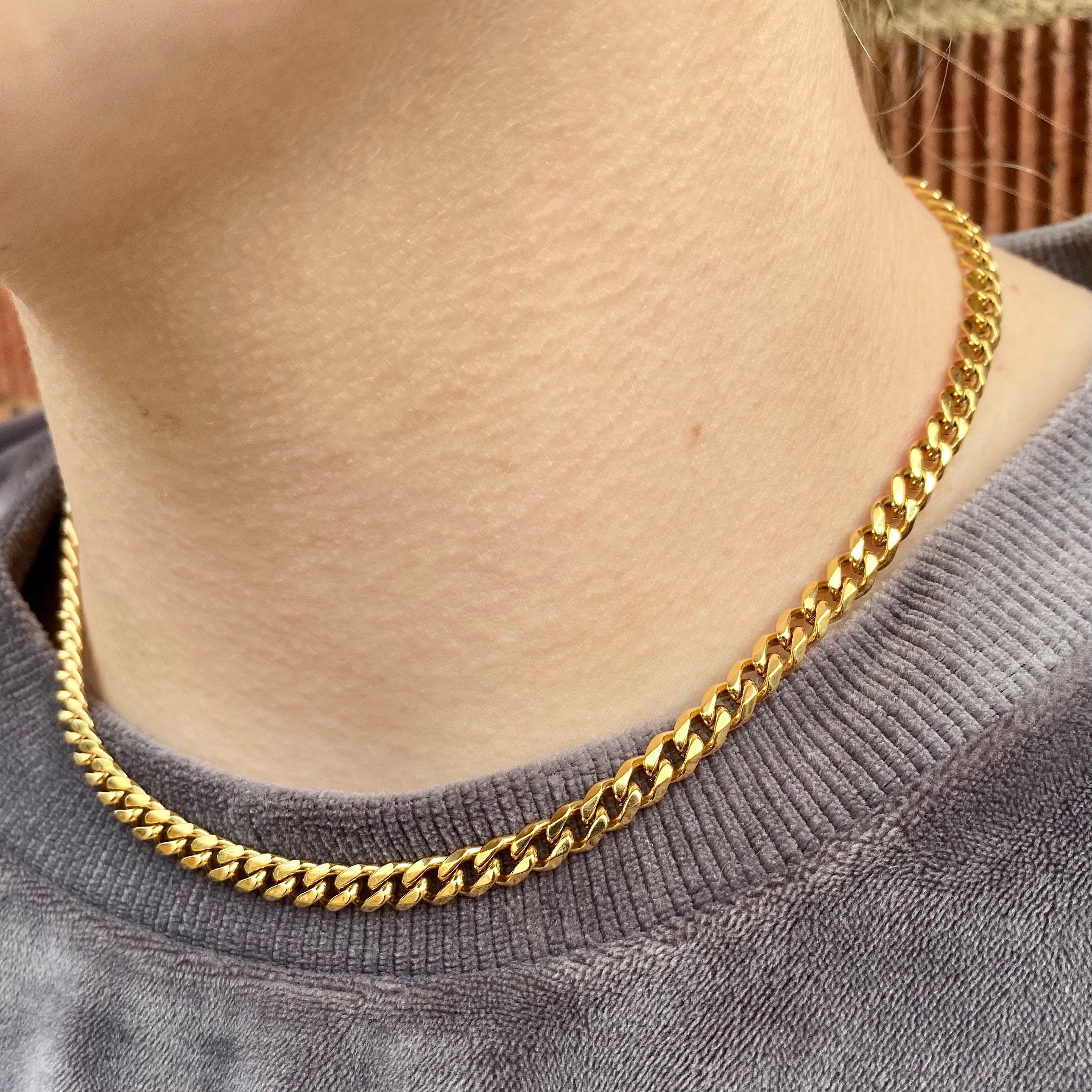 Gold Necklace Thick Gold Chain Women 5mm 18K Gold Chain Necklace