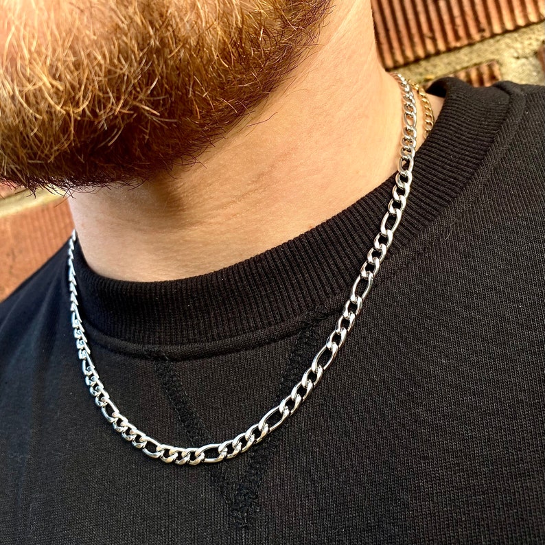 Silver 5mm Chain Necklace Figaro Mens Chain Thick Silver Chain for Men ...
