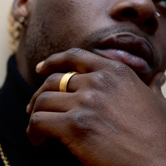 Greek Key Pattern Ring Mens Ring Gold Rings for Men Mens Gold Ring Simple 8mm Gold Ring Men Gold Signet Ring Mens Jewellery Gifts UK Etsy Canada