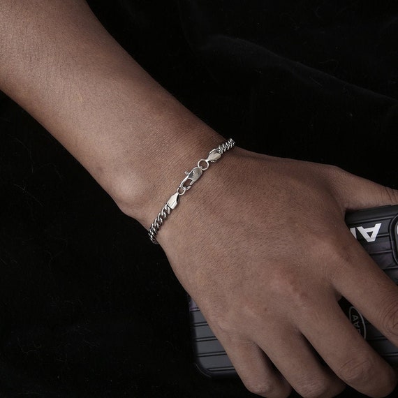 Mens Silver Cuban Bracelet | 7mm Width | Alfred & Co. London