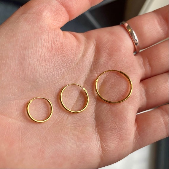 Gold Hoop Earrings 18mm Gold Filled Hoops Small Gold Hoop Earring Simple  Everyday Small Hoops Women Men Everyday Gold Hoops Jewelry Gift 