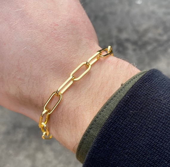 Cadena de pulsera de oro de 14K Pulseras oro para hombre - Etsy México