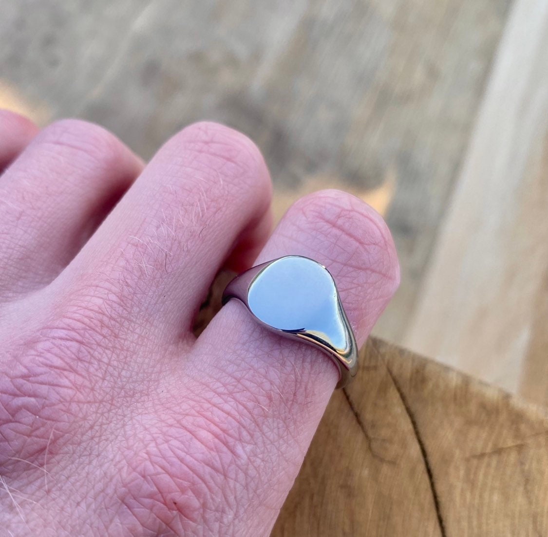 Mens Pinky Ring Silver Signet Ring Men Plain Smooth Pinky Ring Men