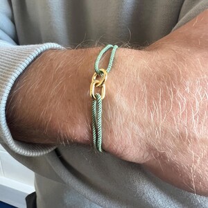 Mens Bracelet Rope Chain, Thin Green Nylon Rope Bracelet,