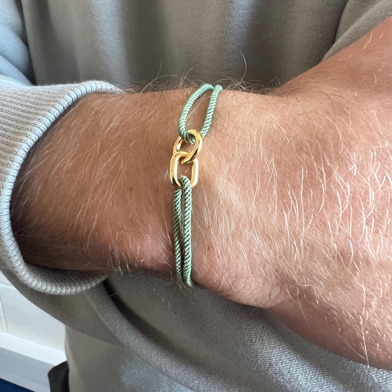 Mens Bracelet Rope Chain, Thin Green Nylon Rope Bracelet,