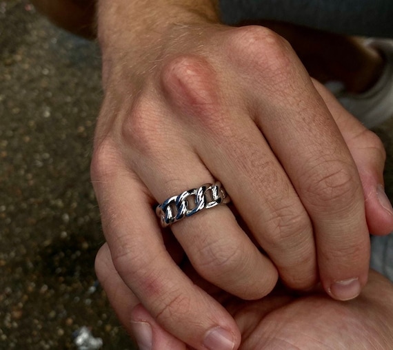 Chain Linked Double Ring 925 Sterling Silver, Adjustable Multi-finger Rings