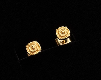 Gold Plated Compass Stud Earring - Minimalist Mens Jewelry - Small Gold Stud Earring For Men - By Twistedpendant