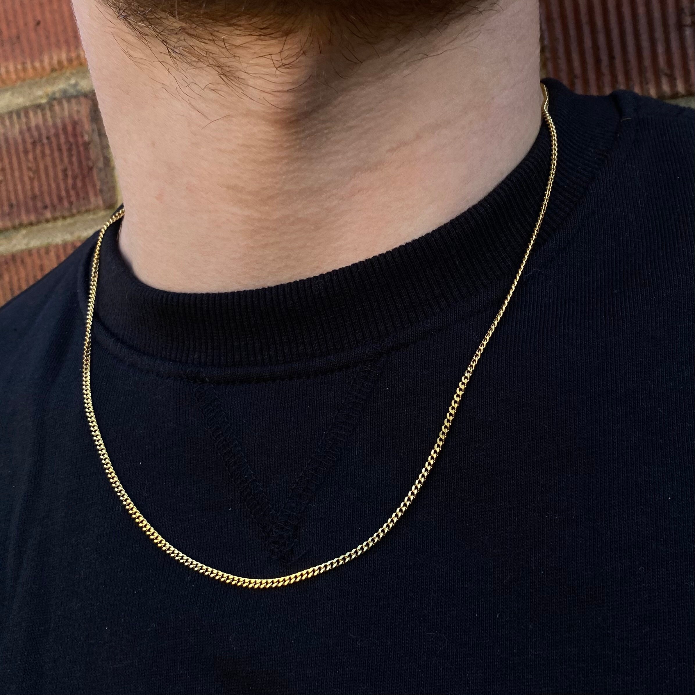18K Gold Chain Men Mens Gold Cuban 