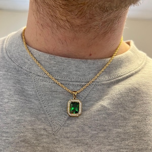 Green Diamond Necklace - Emerald Colour Green