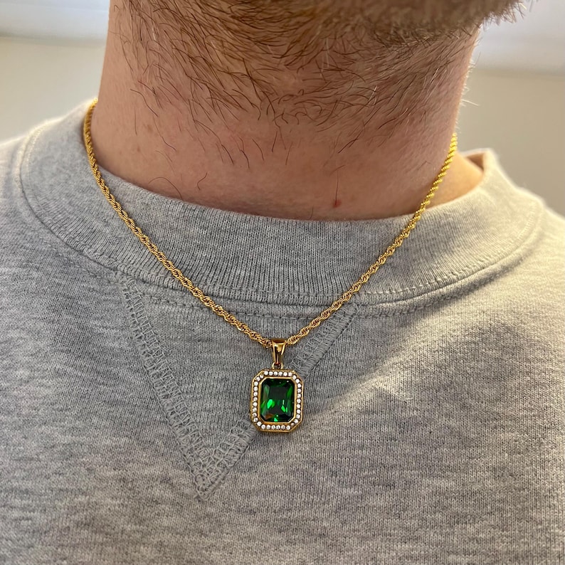 Green Diamond Necklace - Emerald Colour Green