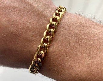 18k Gold Bracelet for Men - Mens Bracelet - Silver bracelet Men Chain - Mens Bracelet Silver Jewelry - Bracelet Mens Cuban Jewellery