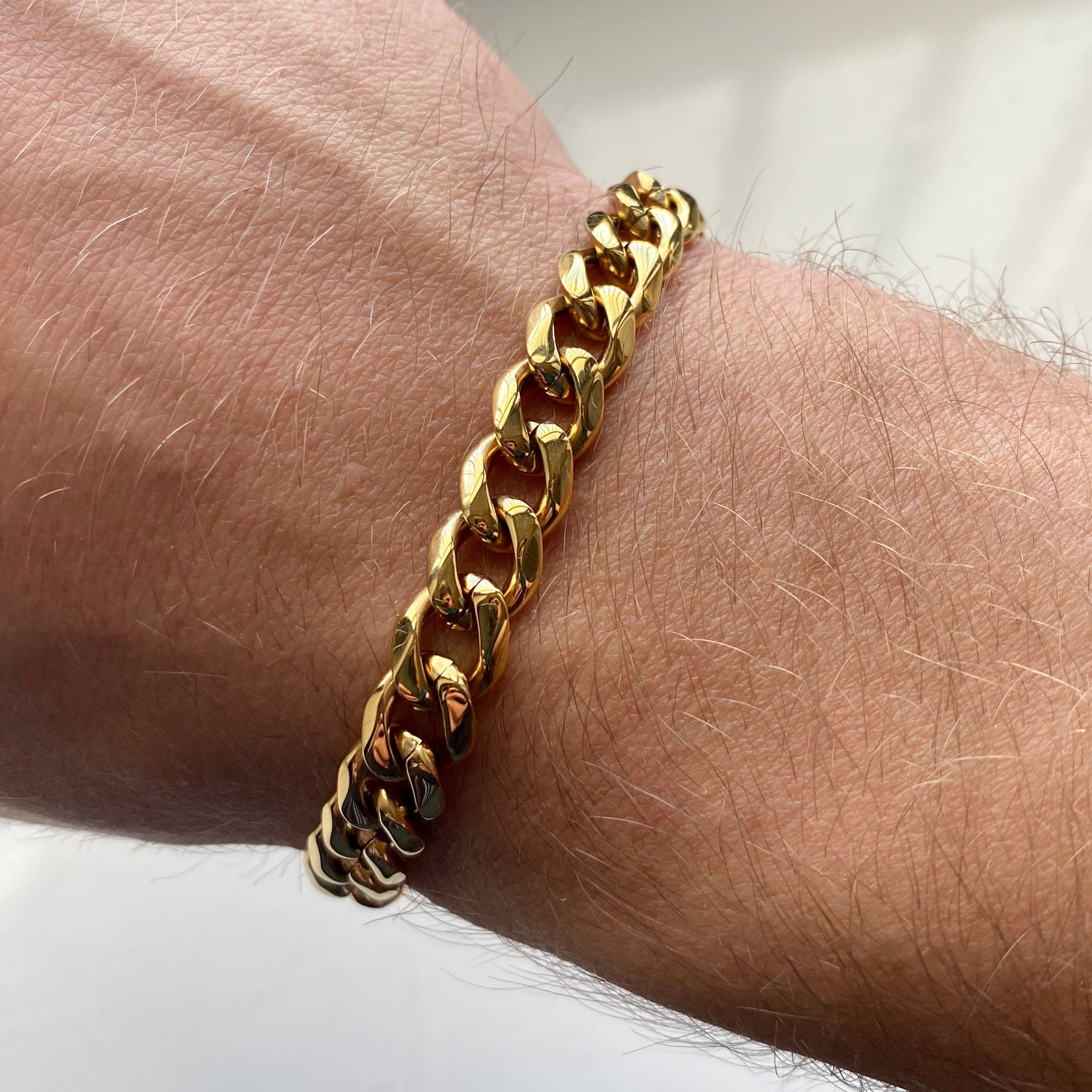 Unisex Gold Strass Armband 18 Karat KGP Männer Armband Erkek Bileklik Dügün NEU 