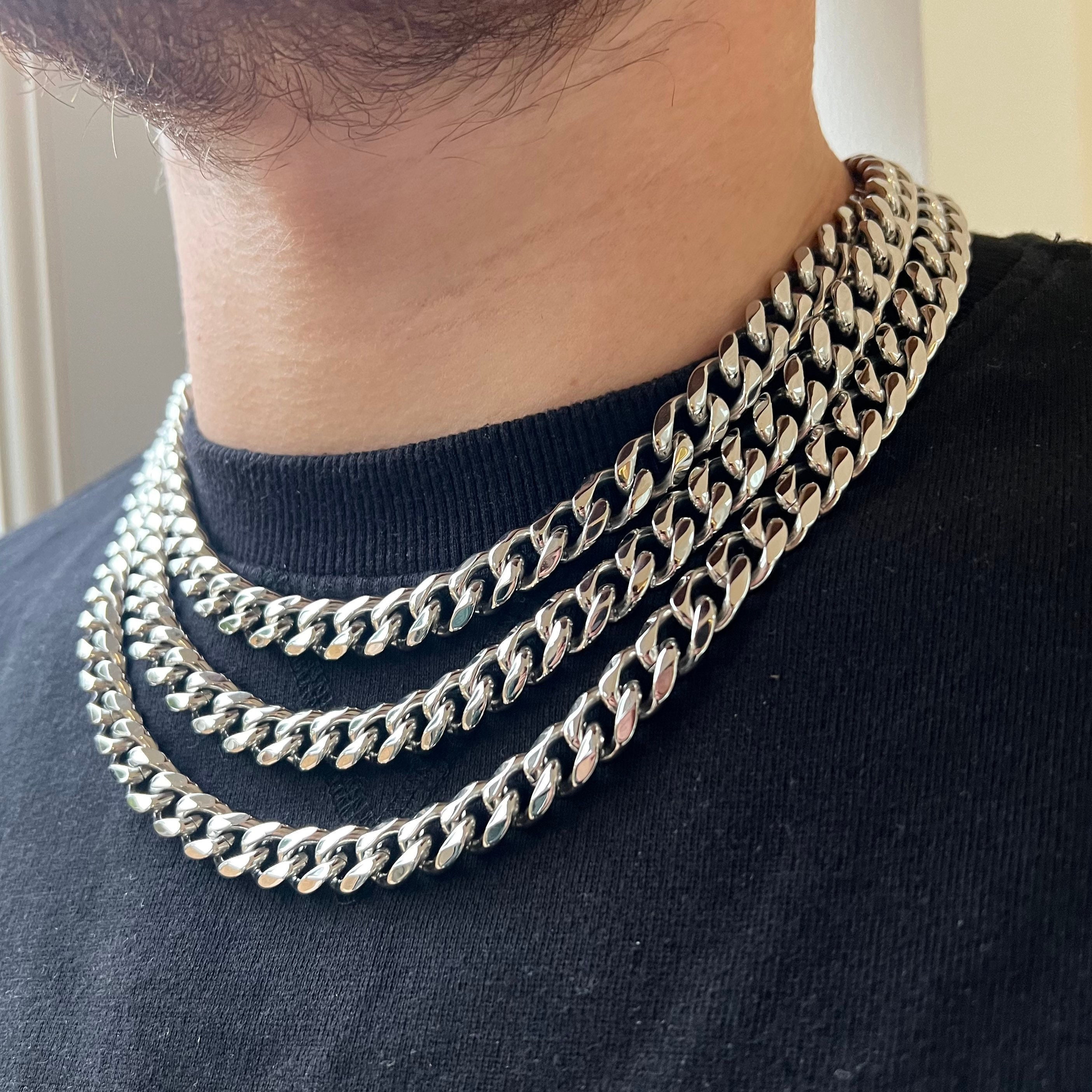 Catena Miami Cuban Link Oro Collana Catena Maglia Cubana Miami - Vero Oro Giallo 10 Carati, Spessore 3-5 Mm, Lunghezze 16-30 Pollici Catena Per Borsa A Metro - Foto 9