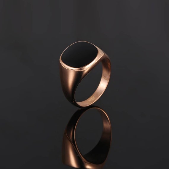 Minst Sleutel eetlust Heren Ring Zwart Stijl Zegel Gouden Ring Rose Gouden Ring - Etsy België