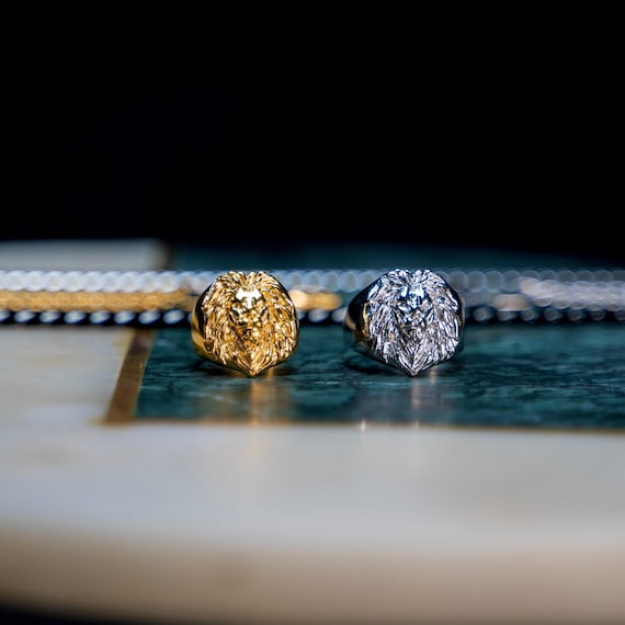 男性用ゴールドライオンリング - メンズリング - 18Kゴールド