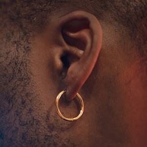 Mens Earrings - Large Gold Hoop Earrings For Men - Mens Gold Hoops - 18K Gold Chunky Earrings - Mens Jewellery - By Twistedpendant