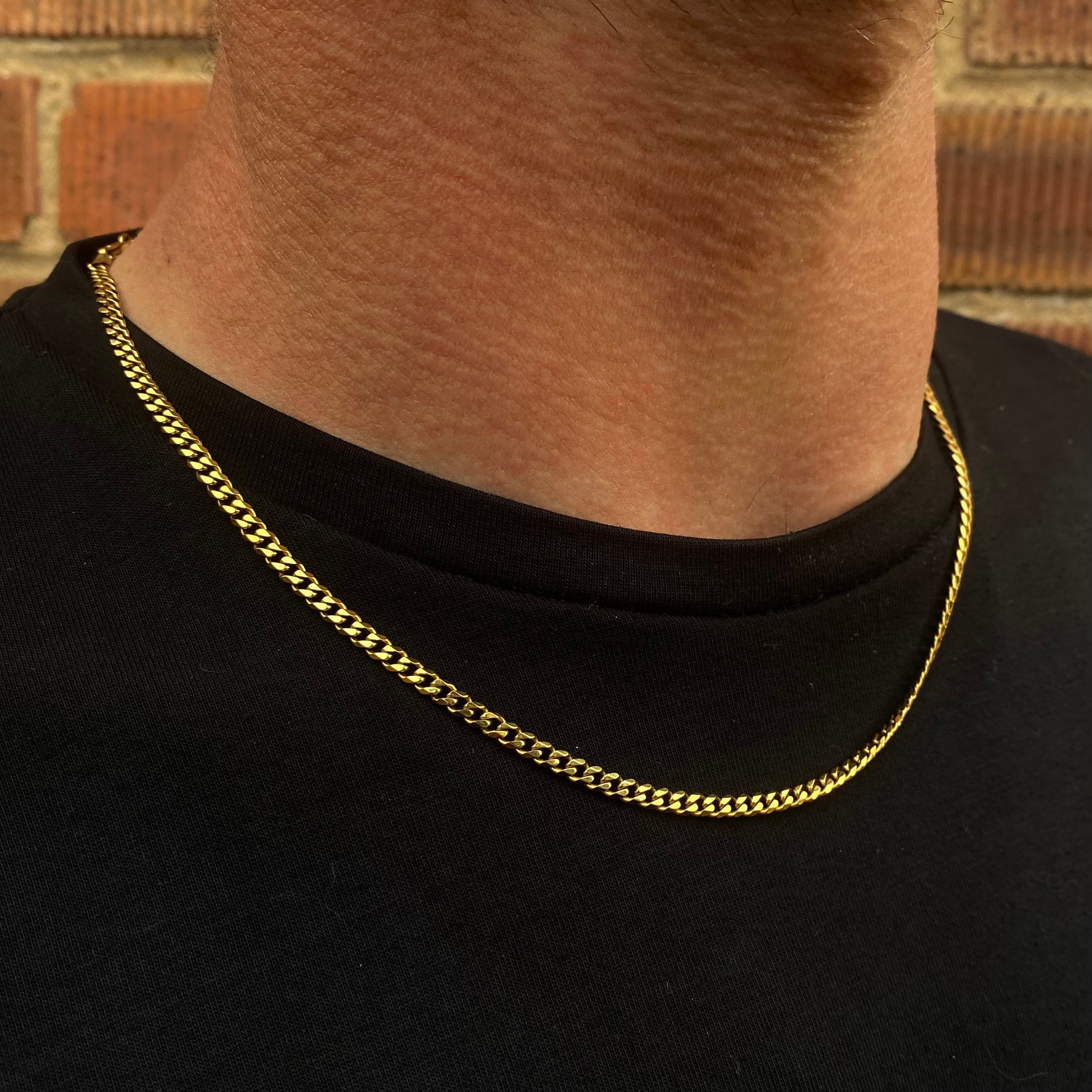 3mm Gold Chain Necklace, Short 16 20 Thin Choker Necklace Chain, Mens Gold  Curb Chain, Gold Chains, Mens Jewelry by Twistedpendant 