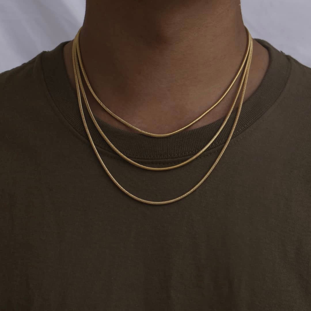 3.2mm 18K Gold Chain Necklace Mens Gold 