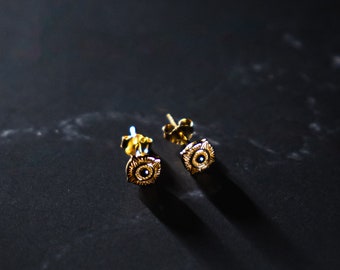 18K Gold Compass Stud Earring - Mens Earrings, Mens 6mm Gold Compass Stud Earring - Steel Earrings For Men Jewelry - By Twistedpendant