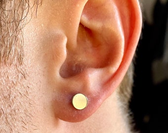 メンズスタッドピアス、シルバー6mmスタッドメンズピアス、メンズ