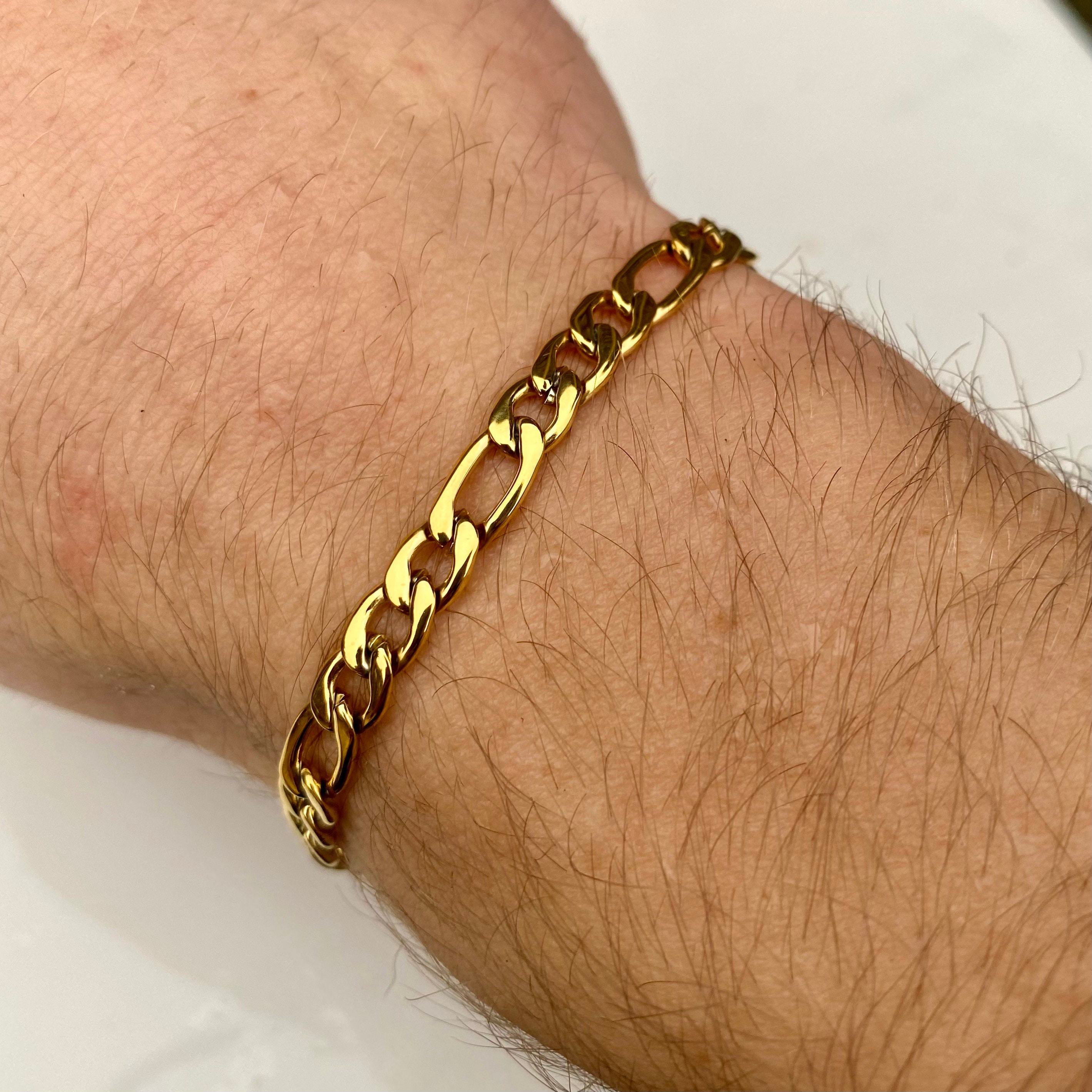 18 k Gold Mens Armband Kette 5mm Figaro Link Curb Chain Etsy