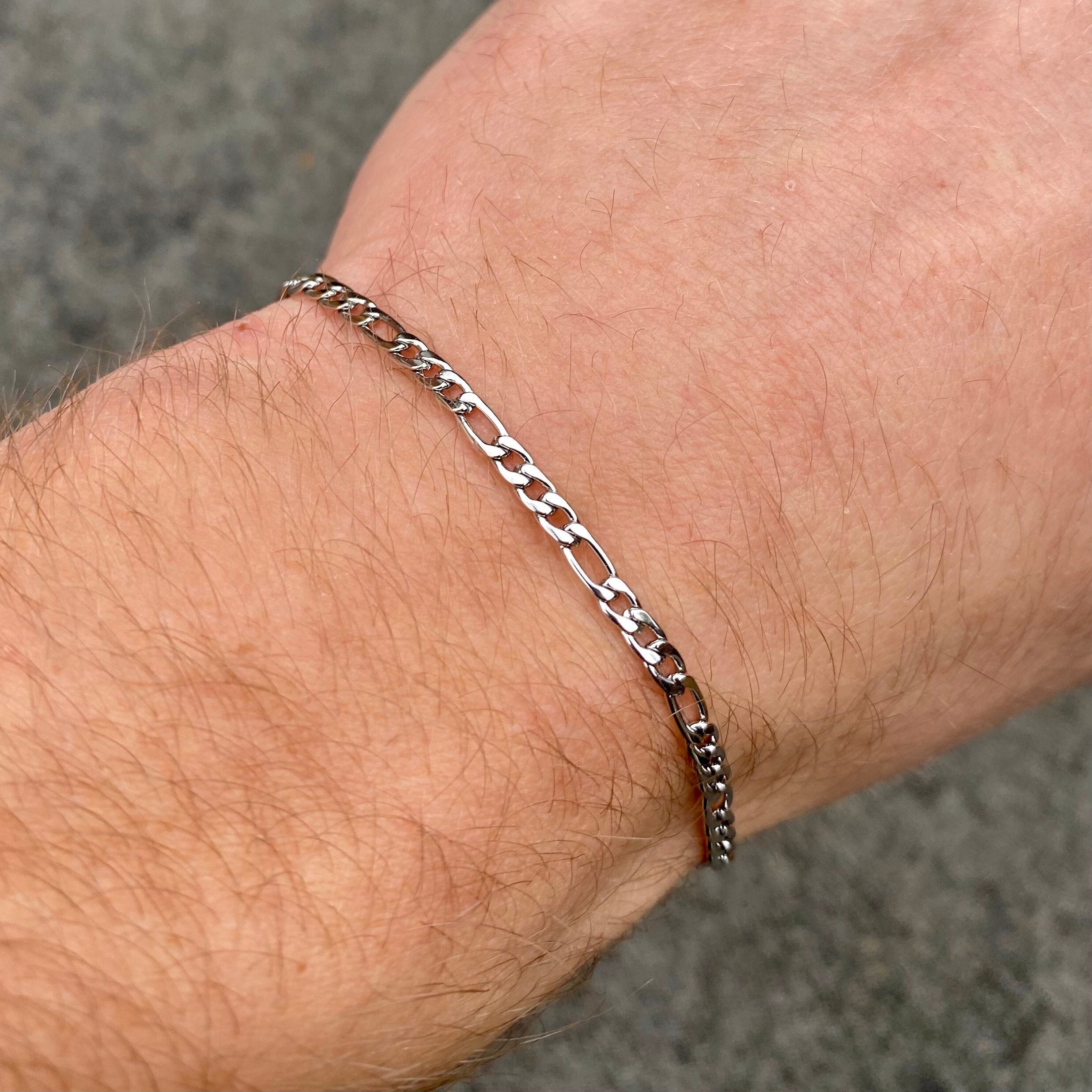 Bracelet Homme Argent 925 Avec Chaîne à Engrener - Style Technique Fumé - Marque Gioielli Aurum