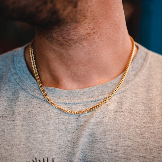 18k Gold Thin Mens Necklace Chain Gold Chain Necklace Thin Gold Chain Mens  Gold Necklace Chain Gold Chain Men by Twistedpendant UK 