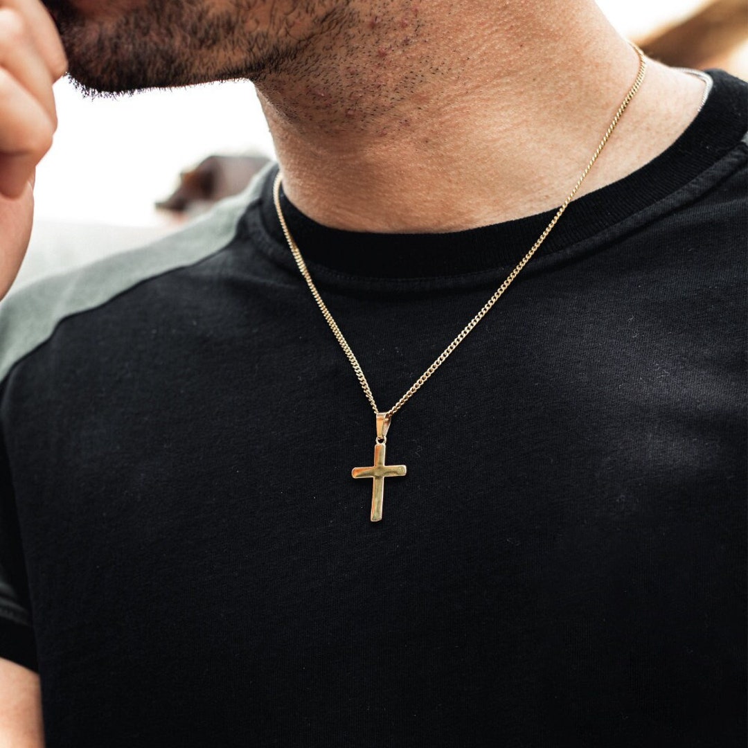 24 inch Mens 14k White Gold Cross Necklace | Shane Co.