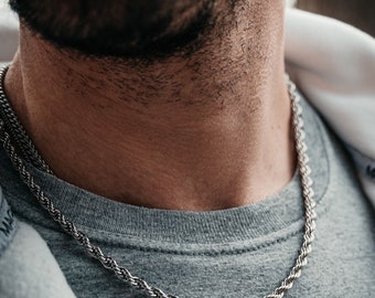 関税/送料込み【twistedpendant】キューバ縁石ブレスレット5mm Silver Mens Bracelet 5MM Rope Chain Bracelet Link - Fathers