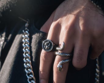Christofle メンズ　リング 18Kゴールド聖クリストファーリング - 大きなステートメントリング