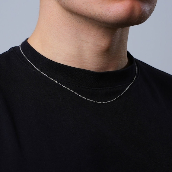 Mens thin silver sale chain