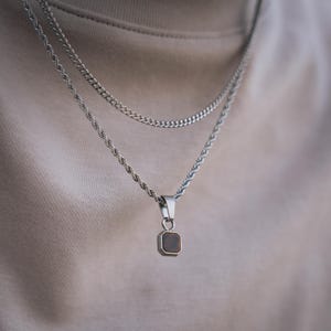 Tigers Eye Pendant Necklace - Mens Necklace - Small Silver Necklace For Men - Mens Jewelry - Silver Chain Pendant - By Twistedpendant