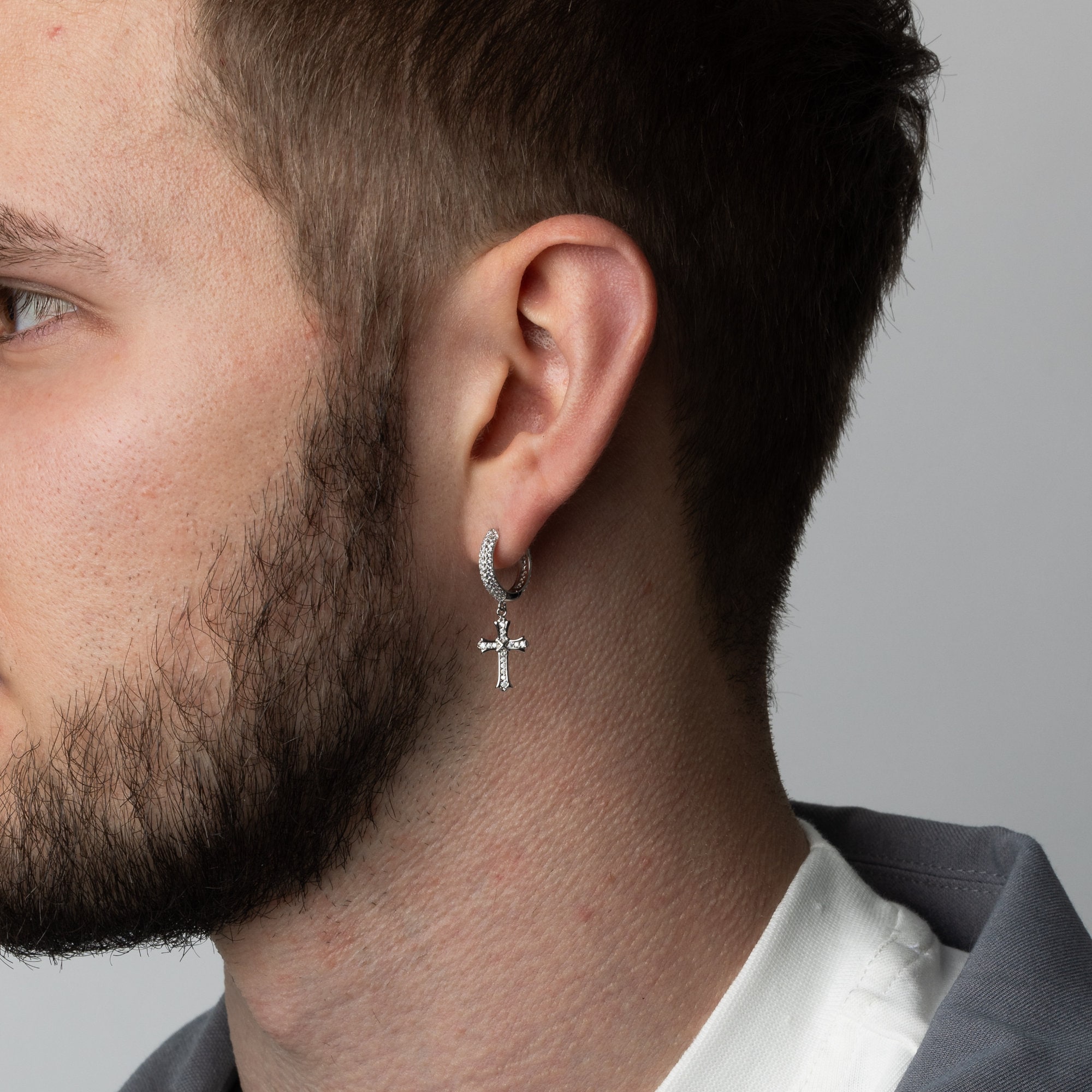 DREMMY STUDIOS Orecchini A Cerchio A Forma Di Croce - Oro 14kt, Semplici E Delicati Con Zirconia - Rame