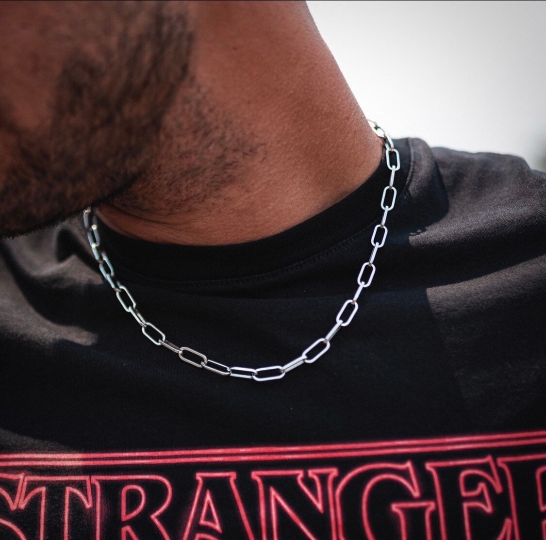 Mens sale paperclip chain