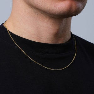 2mm 18K Gold Chain Necklace, Mens Gold Curb Chain, Gold Chains By Twistedpendant image 3