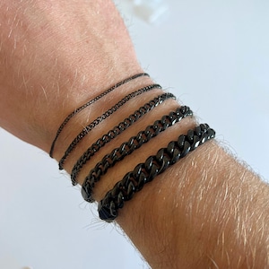 Black Bracelets - Mens Bracelet Chain - 1.5mm / 2.5mm / 3mm / 5mm / 8mm Cuban Link Bracelet For Men - Mens Jewelry By Twistedpendant