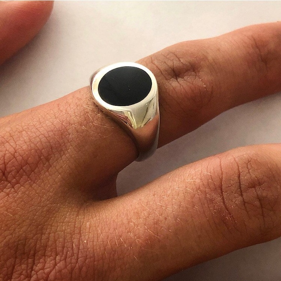 Mens Ring 925 Sterling Silver Ring Adjustable Black Onyx Mens Ring 925 Sterling Silver Ring Adjustable Black Onyx