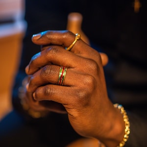 Anillo de oro de 18 quilates con ópalo de fuego - Anillo rojo dorado para hombre - Anillos de acero inoxidable para hombre - Anillo sello dorado - Joyería para hombre de Twistedpendant