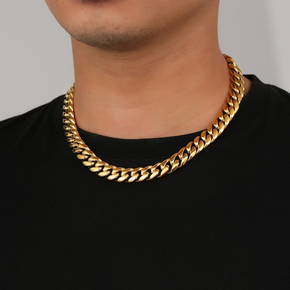 Catena Uomo Oro 14K Su Argento 925 - Maglia Barbazzale 60 Cm, Larghezza 6.5 Mm, Peso 19g, Qualità Italiana, Confezione Regalo