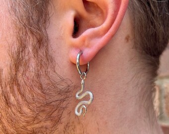Orecchini Pendenti A Forma Di Serpente Nero – 3,3x7,2 Cm In Lega Con Portagioie Incluso, Gioielli Punk Per Donna - 2