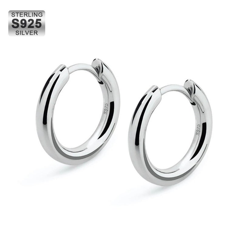 Mens Hoop Earrings  18k Gold 925 Sterling Silver 18mm Mens image 6