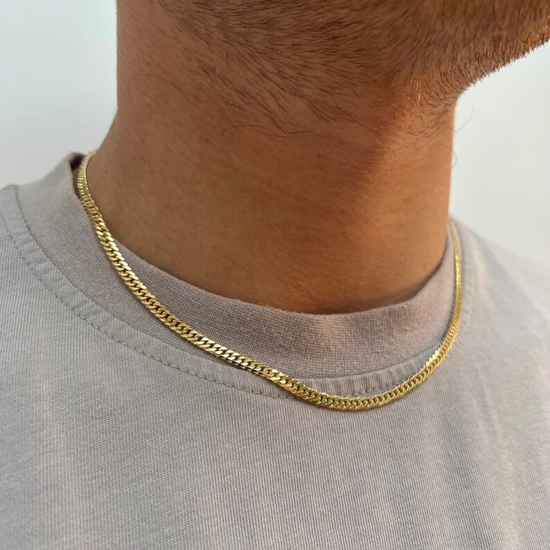 18K Gold Filled Silver 2mm Diamond Cut Curb Link Chain Necklace - 50cm (Unisex)