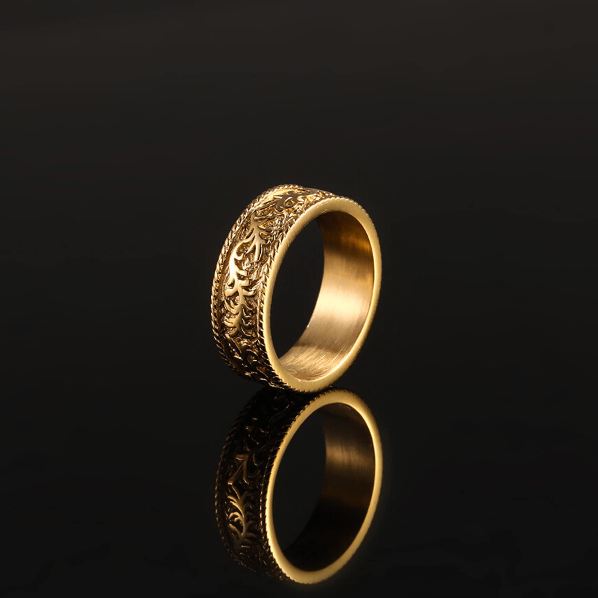 Big Patterned Rings Mens Ring, Vintage Patterned Silver Band Ring - Silver Ring - Mens ...