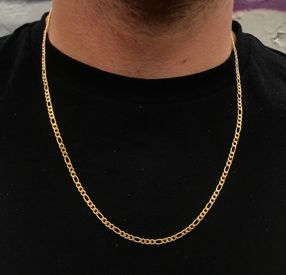 3mm 18K Gold Chain Necklace Mens Gold 