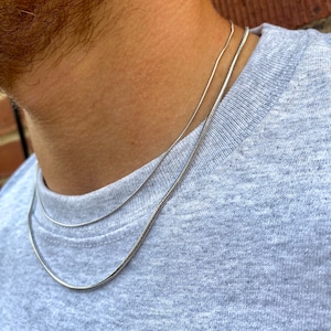 Silver Snake Chain 1mm, Mens Silver Chain, Silver Chain Mens, Round Snake Simple Mens Necklace 18&quot; / 20&quot; / 22&quot; - By Twistedpendant