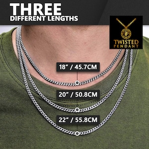 18k Gold Chain Necklace Chain Mens Gold Cuban Curb 3mm Gold plated Mens Stainless Steel Chain - By Twistedpendant