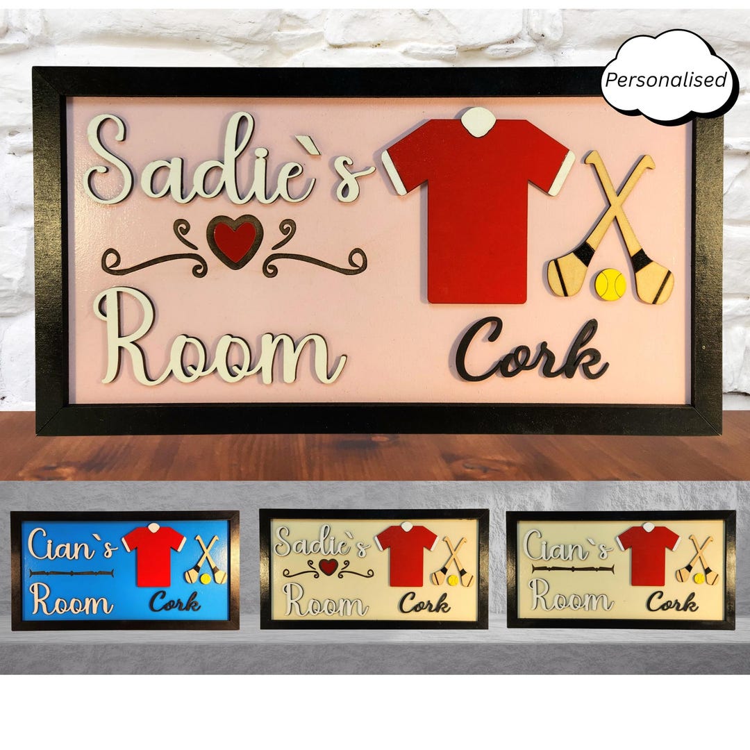 Personalized Cork Hurling Room Sign: 3D Wooden GAA Decor - Etsy