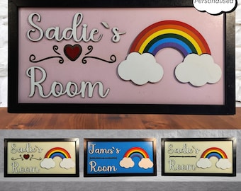 Personalized Rainbow Room Sign – 3D Wooden Name Plaque